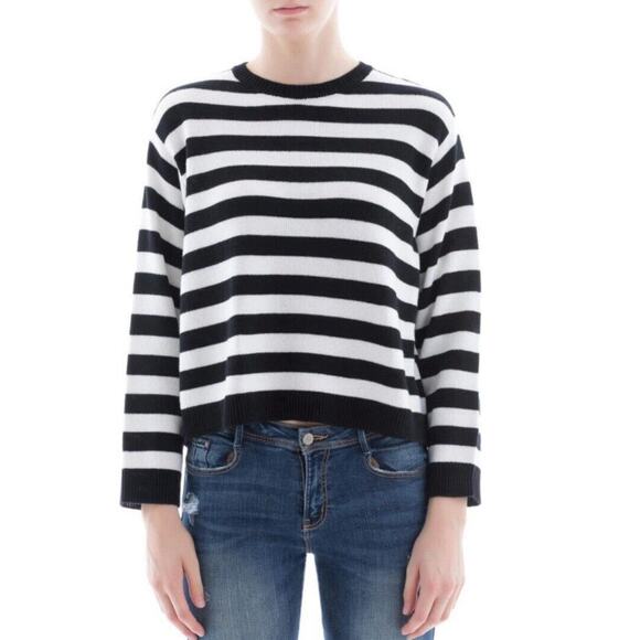 Valentino Off White & Black Horizontal Stripe Open Back Satin Shoulder Tie Top L - Picture 3 of 16